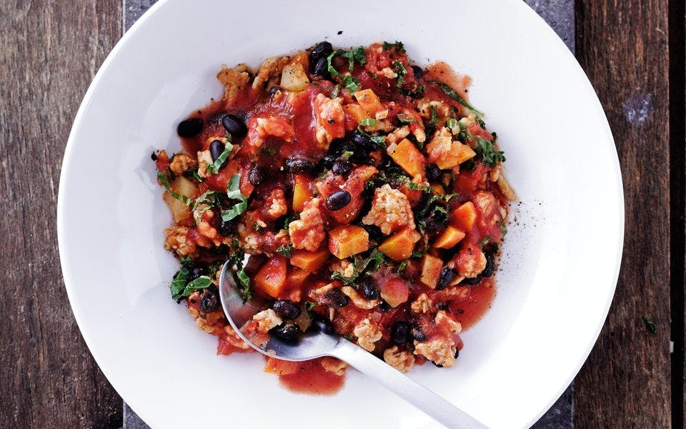 Chili con carne med grönkål