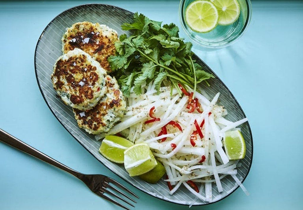 Fiskbiffar med kräftstjärtar