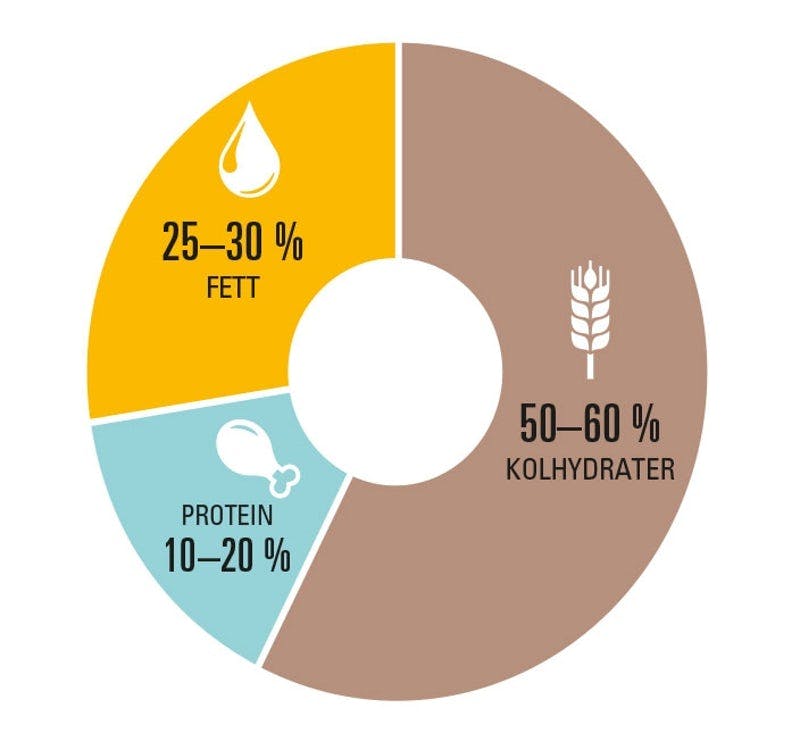 De officiella kostråden för protein, fett och kolhydrater