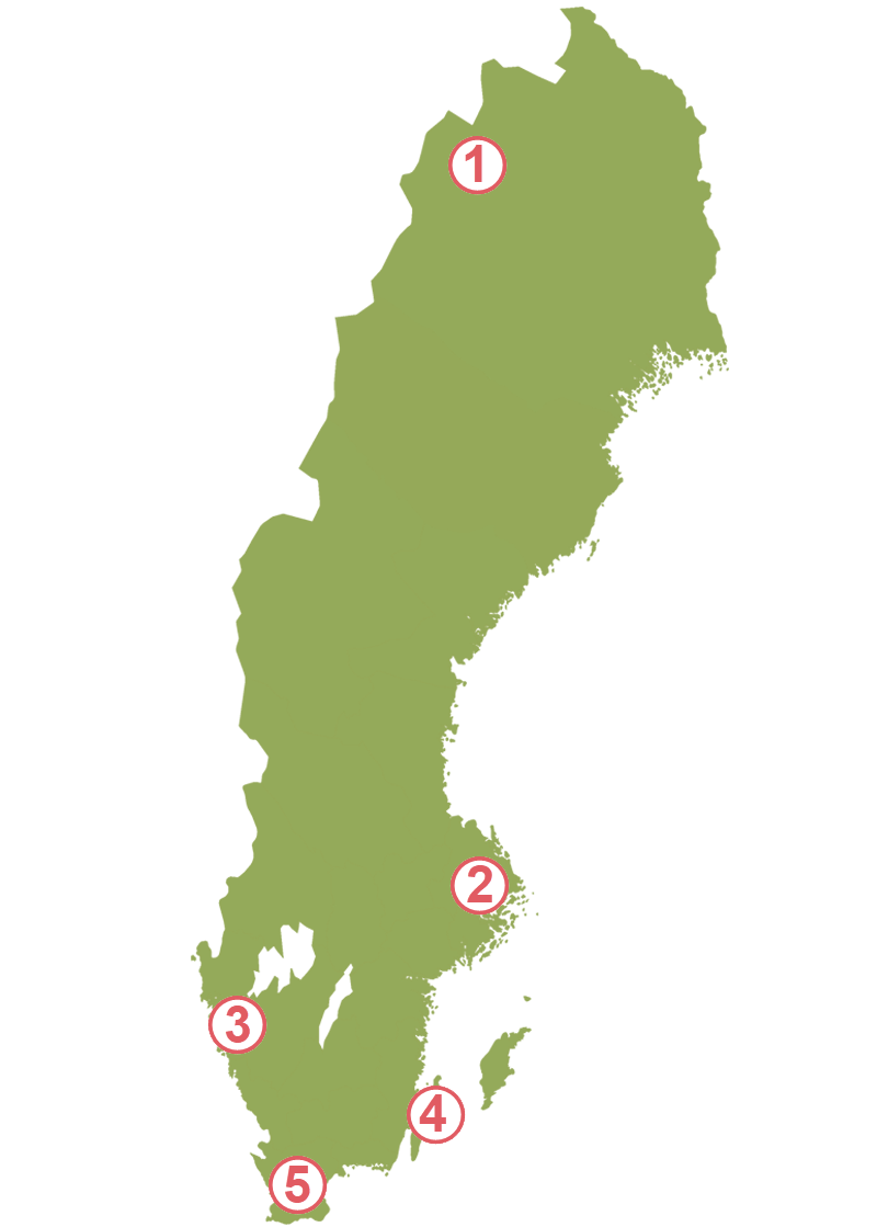 Kort over Sverige, vandreruter