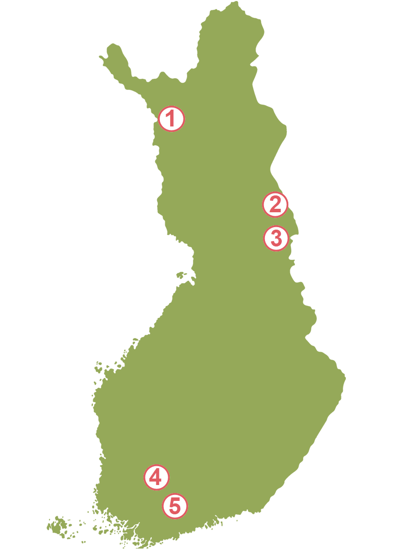 Kort over Finland, vandreruter