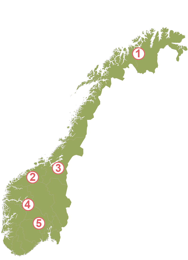 Kart over Norge, vandreruter