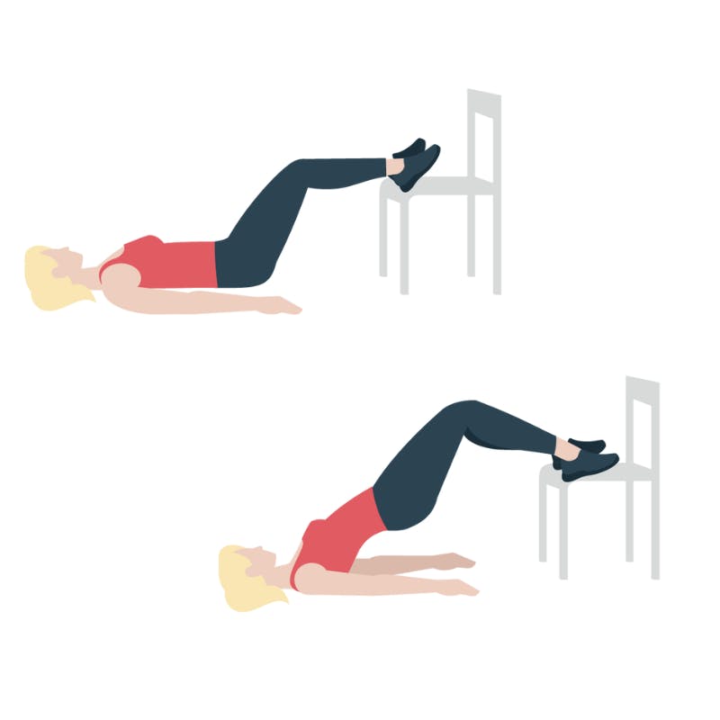 Illustrasjon av bekkenløft med løftede bein