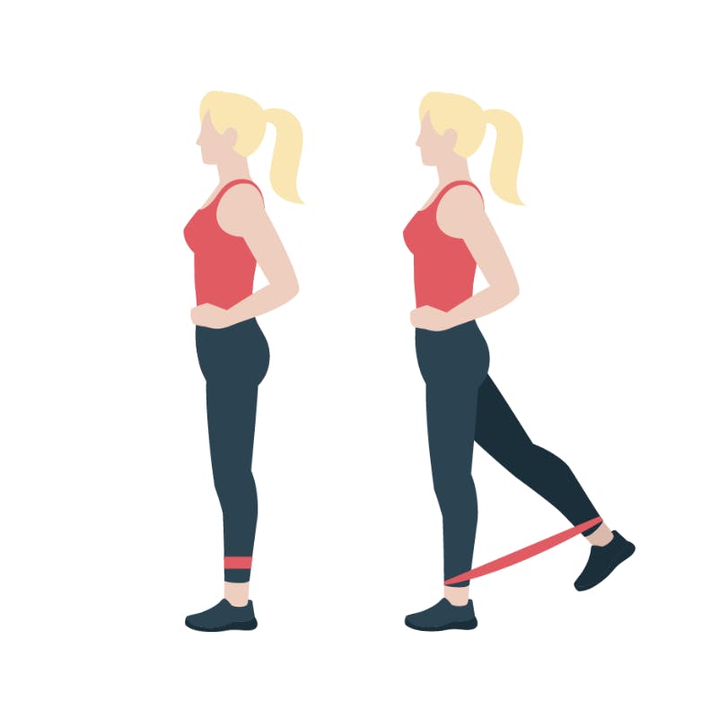 Illustrasjon av beinløft med strikk