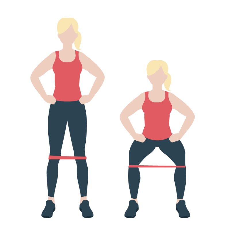 Illustrasjon av knebøy med strikk