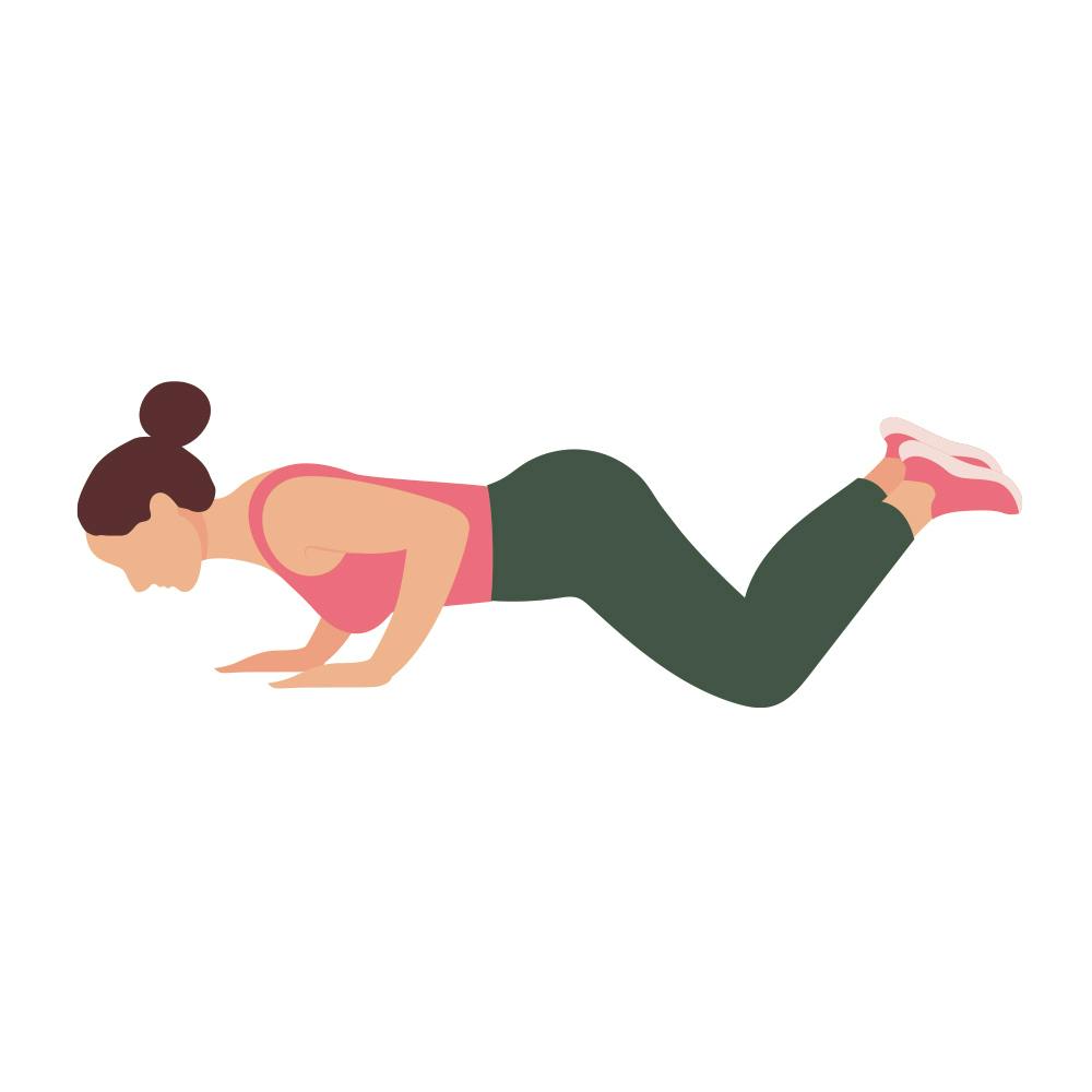 Illustration av kvinna som gör armhävning på knä