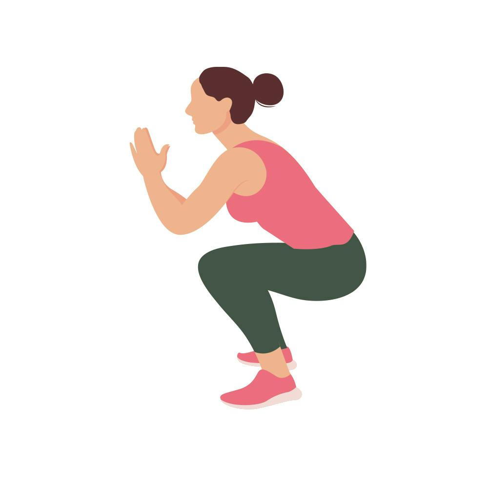 Illustration av kvinna som gör sumo squats