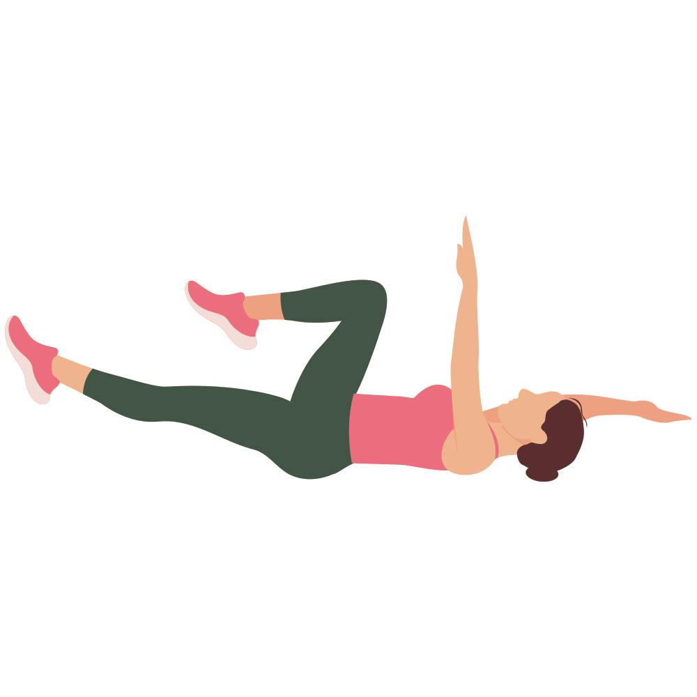 Illustration av kvinna som gör dead bug