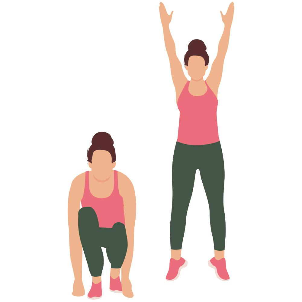 Illustration av kvinna som gör änglahopp