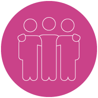 Illustration av vänner som håller om varandra