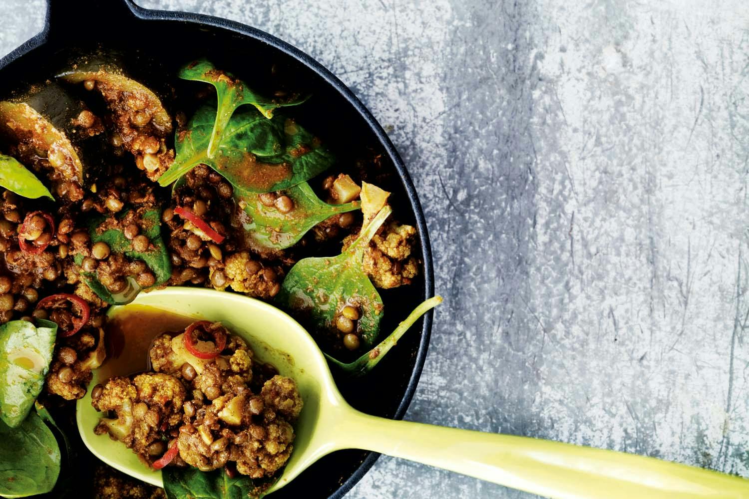 Gryterett med linser og blomkaal