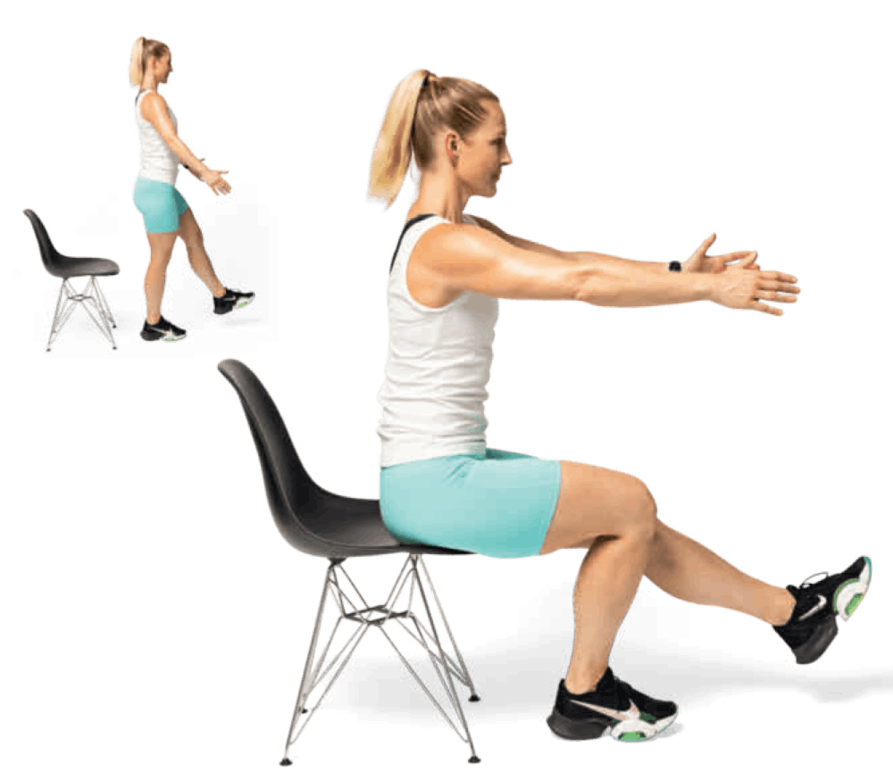 Yhden jalan kyykky tuolin avulla