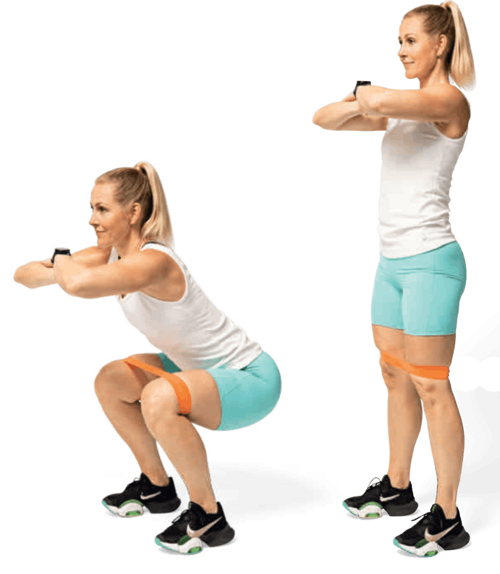 Kyykky vastuskuminauhan kanssa