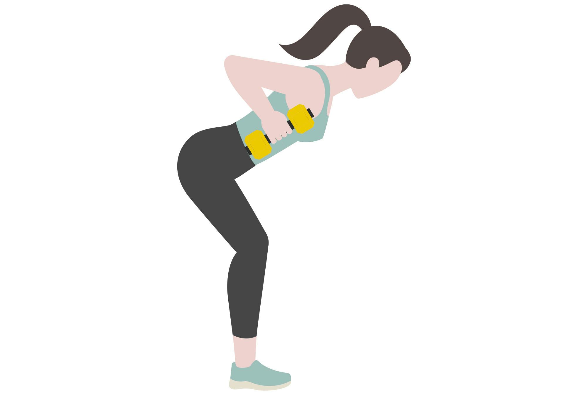 Illustration af kvinde, der laver stående skuldertræk