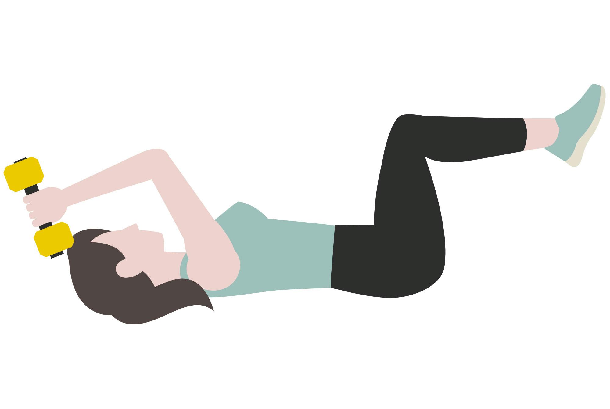 Illustration av kvinna som gör liggande tricepsövning