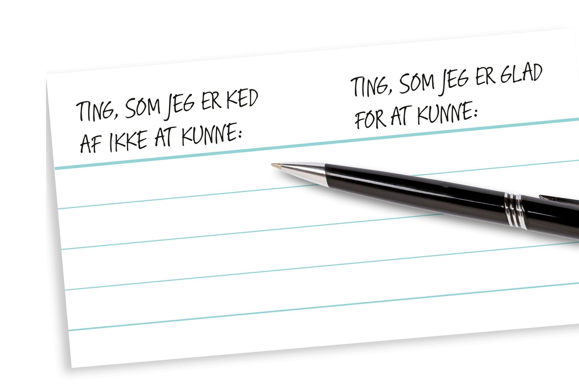 Positivlisten hvor du kan skrive, hvad der gør dig glad.