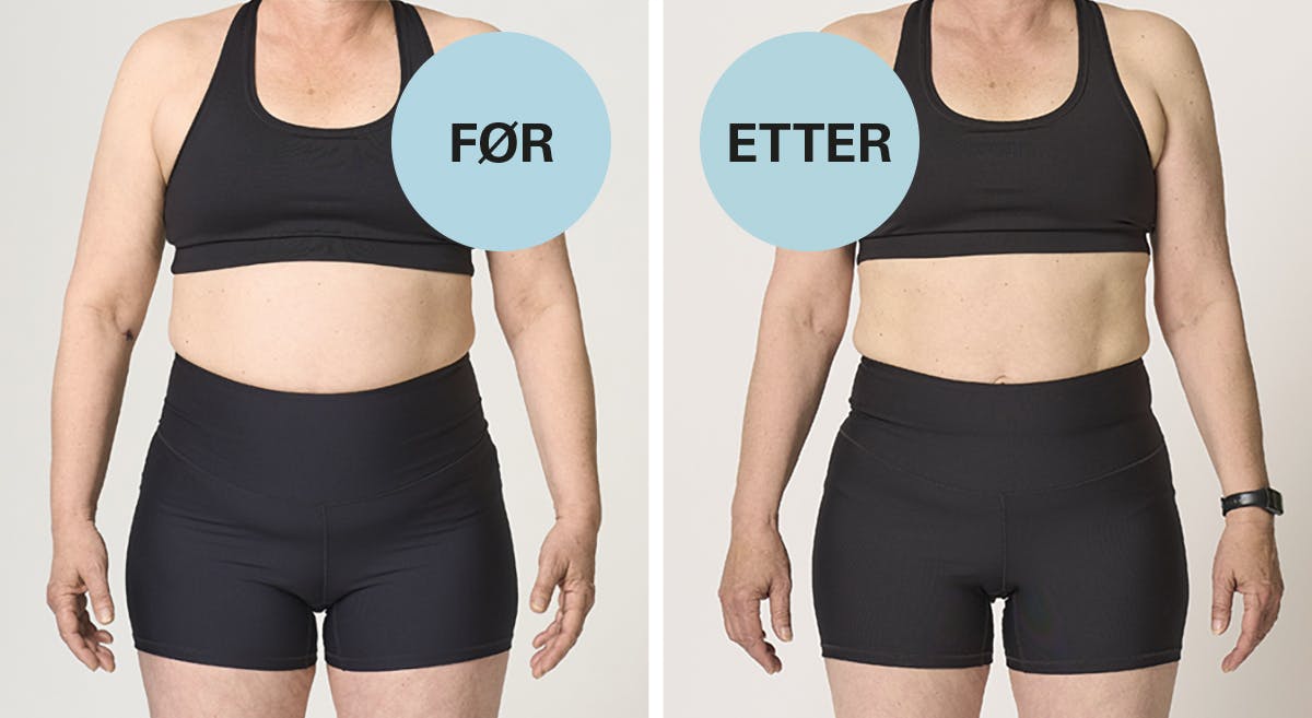 Før og etter-foto av Ann Lena