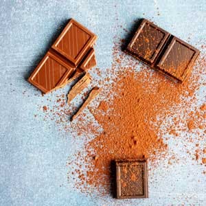 Choklad på färgad bakgrund, kan orsaka blåsor