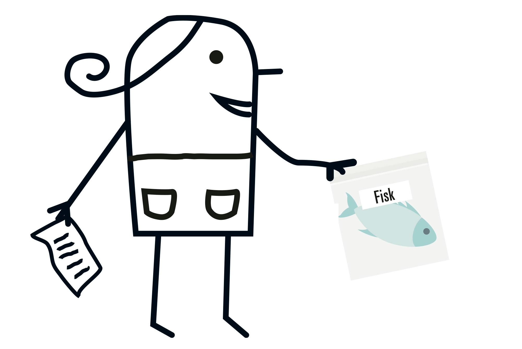 Illustration av kvinna med en lista till sin frys