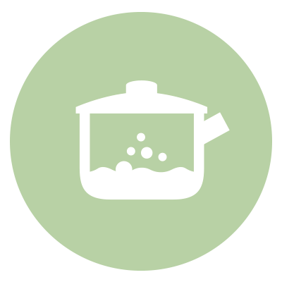 Grafik af gryde med damp