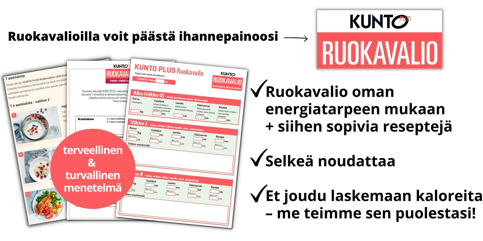 Ruokavalioilla voit päästä ihannepainoosi kunto plus ruokavalio