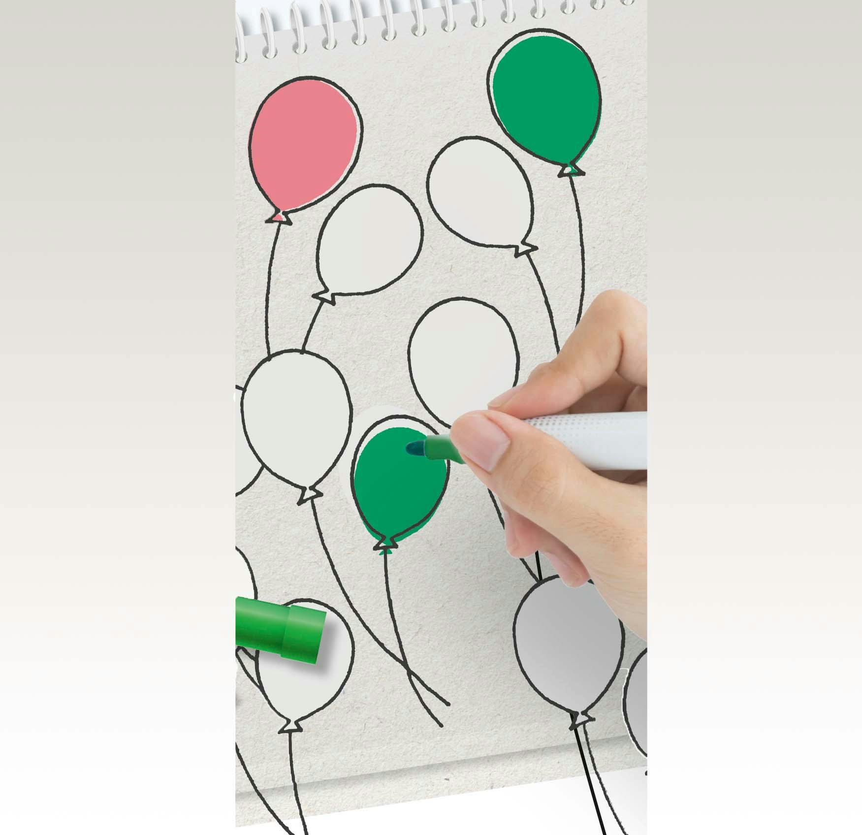 Moodtracking: En kvinne fargelegger en ballong hver dag etter hvordan dagen har vært. Det er moodtracking.