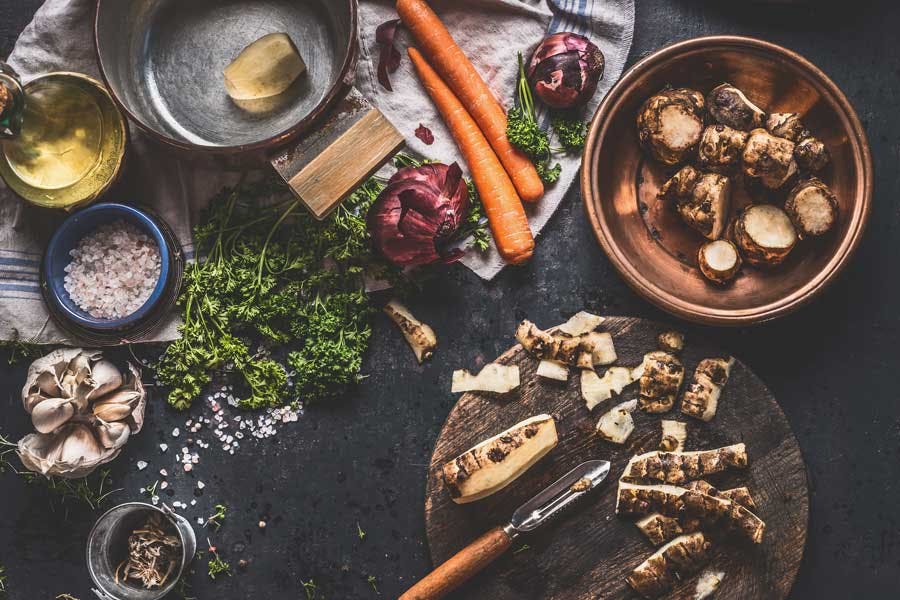 Förberedelse för jordärtskockssoppa