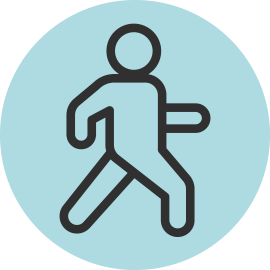 Ikon med person, der går