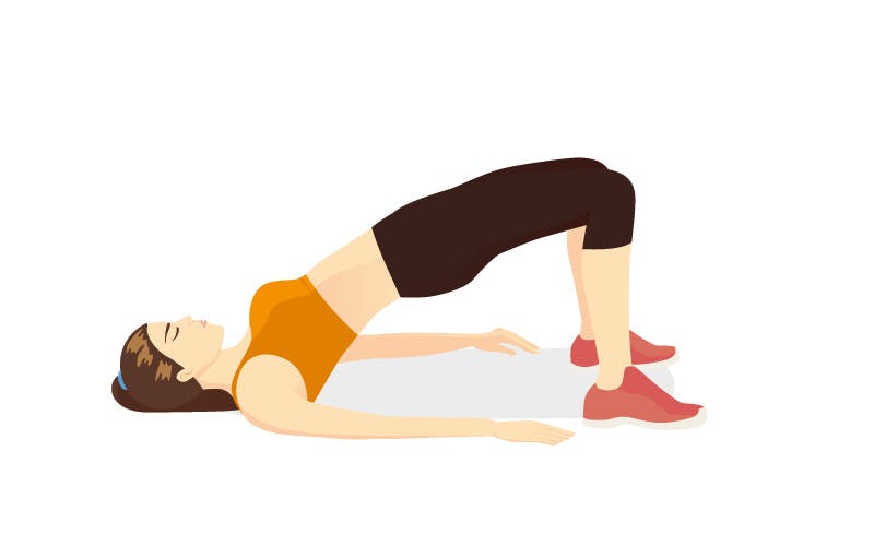 kuvituskuva lantionnostoja tekevästä naisesta