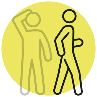 Figur af en person, der går fra en anden