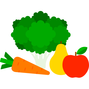 Grafikk av frukt og grønnsaker