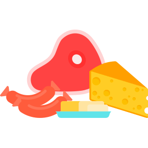 Grafikk mettet fett, ost og kjøtt, DASH