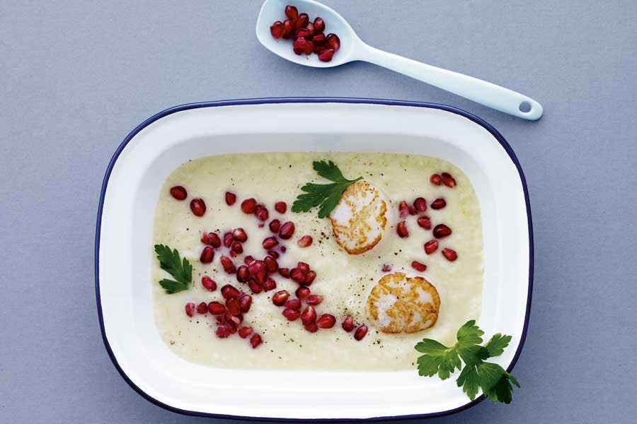 Jordärtskockssoppa med kammusslor