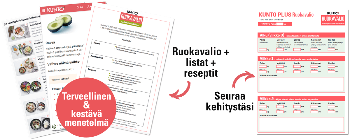 Kuva – Mitä KUNTO PLUS Ruokavalioon kuuluu