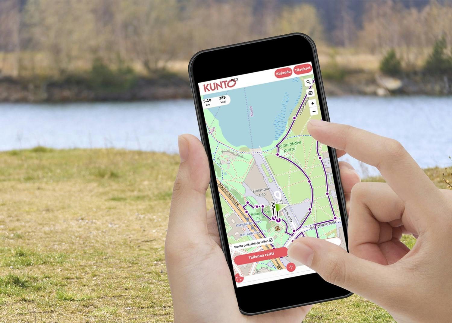 Kun piirrät kulkemasi reitin KUNTO PLUSsan Reittisuunnitteluun näet juoksemasi/kävelemäsi/pyöräilemäsi matkan pituuden.