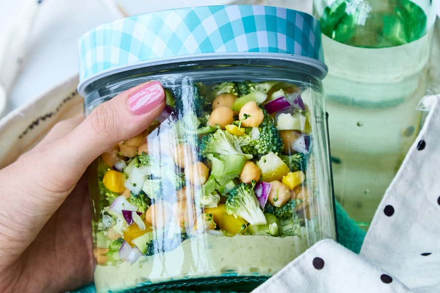 Salat i glas til at tage med