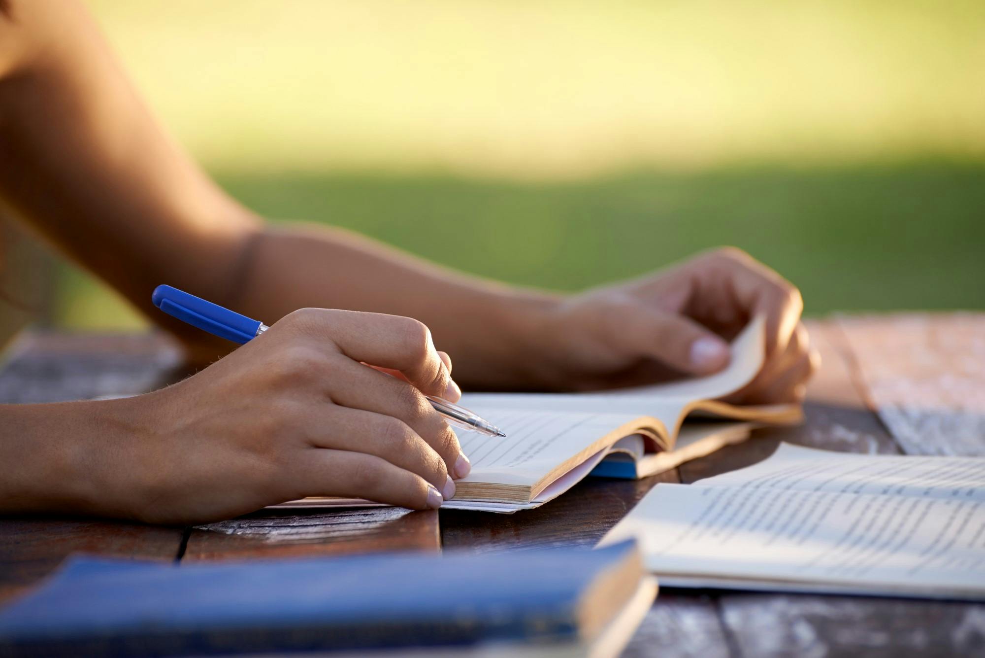Young people and education, woman studying for university test