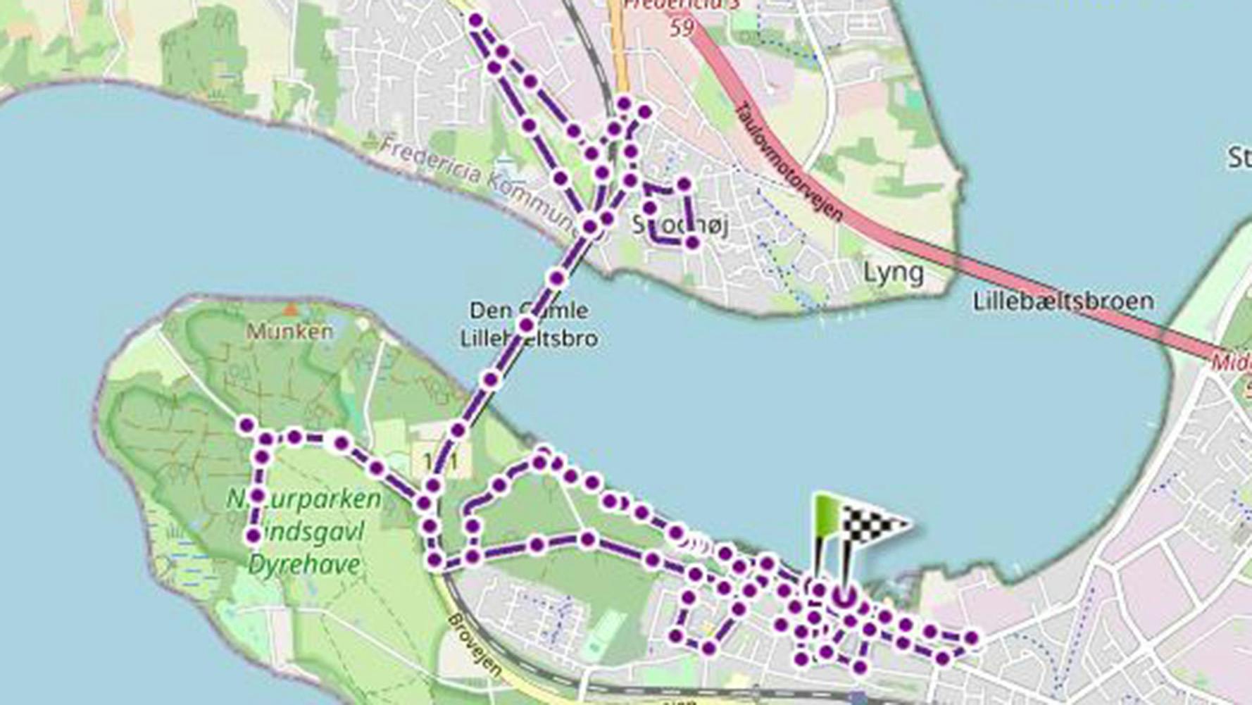 Lillebælt halvmarathon rute