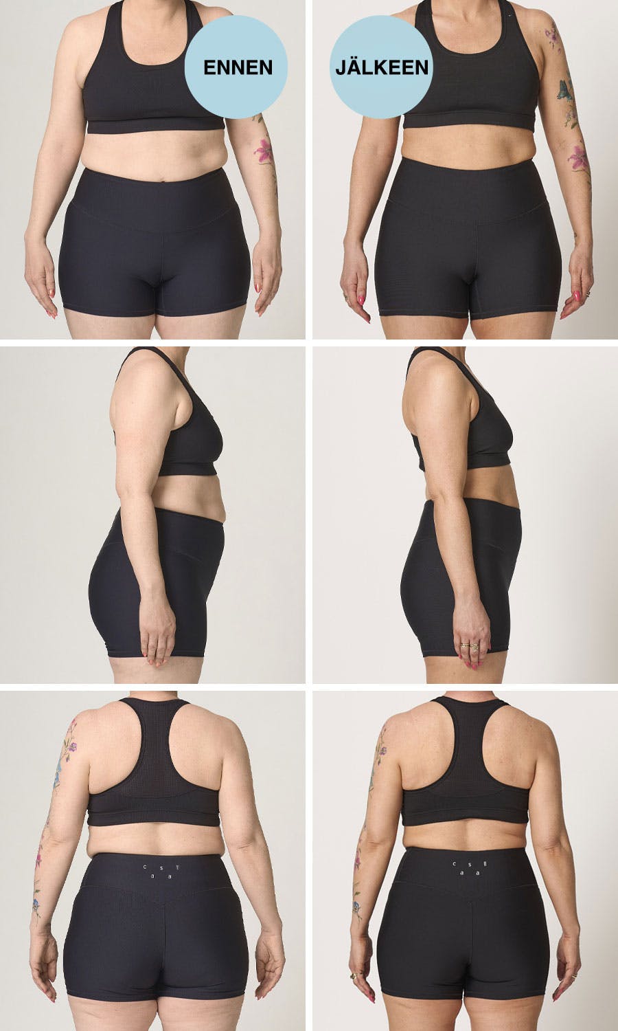 Marian kuvat ennen ja jälkeen KUNTO PLUSsan ohjelmaa