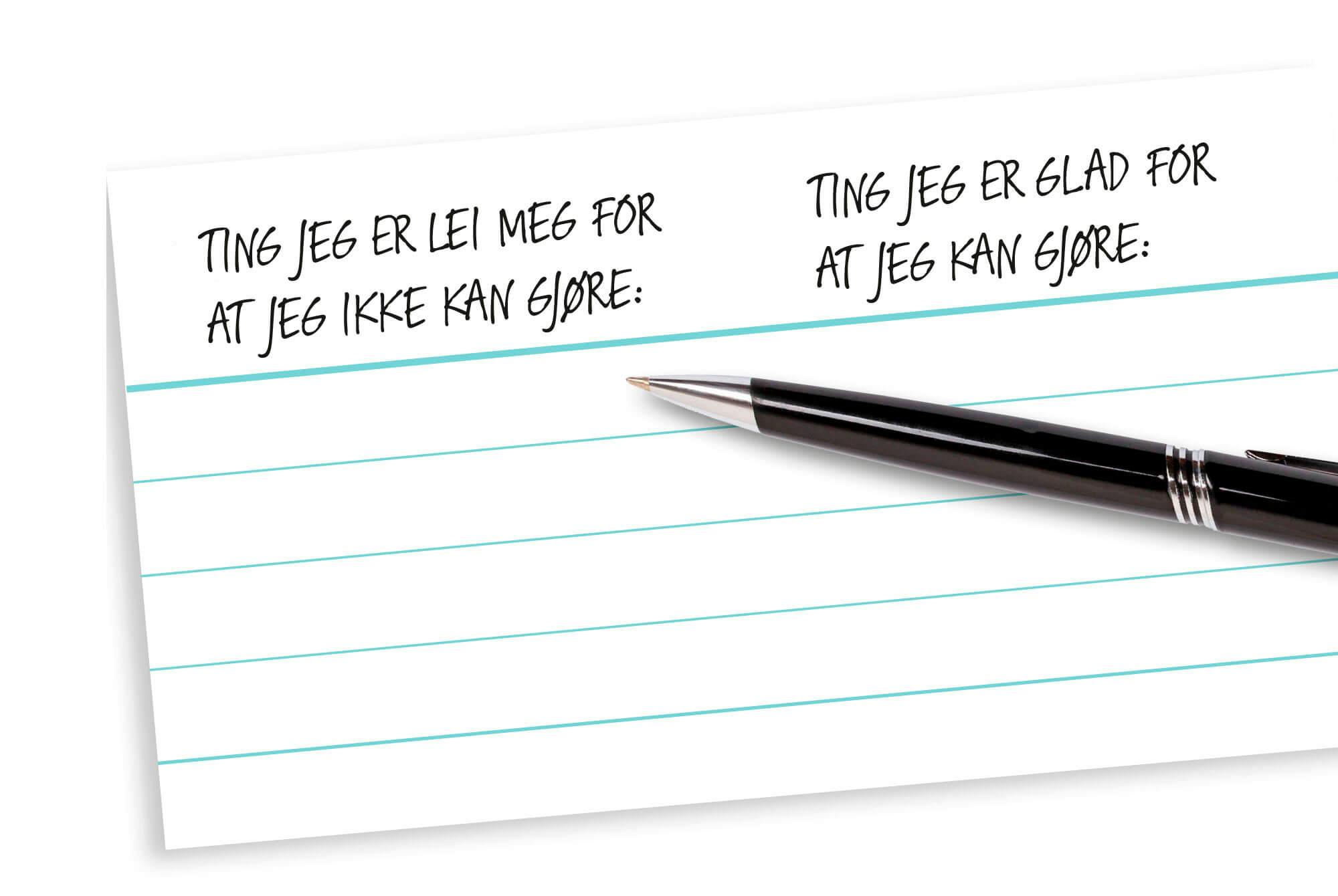På "positivlisten" kan du skrive ned hva som gjør deg glad.