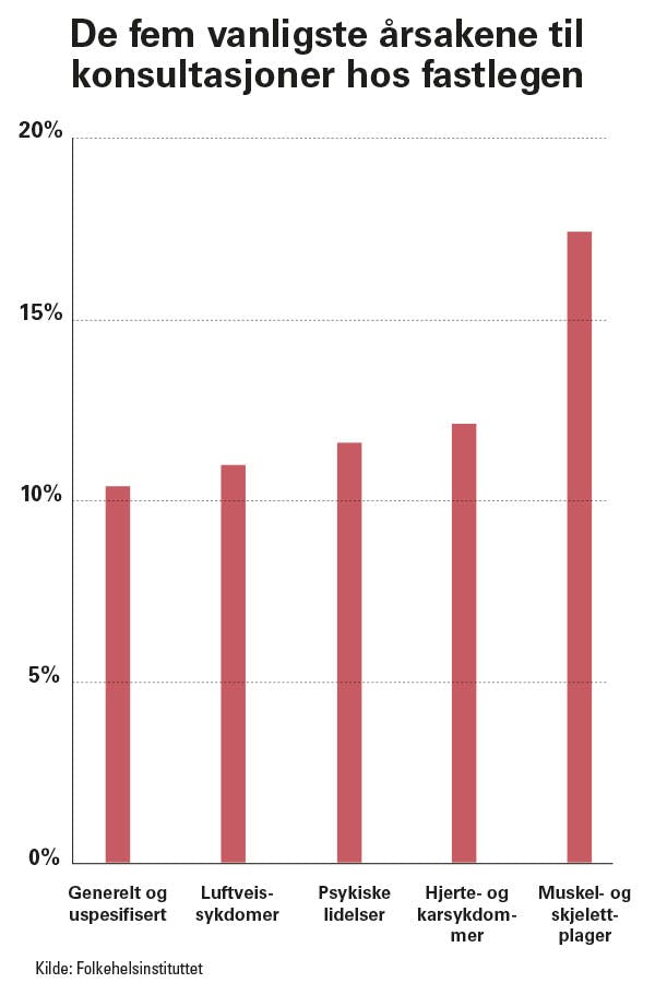 Graf over årsaker til legebesøk