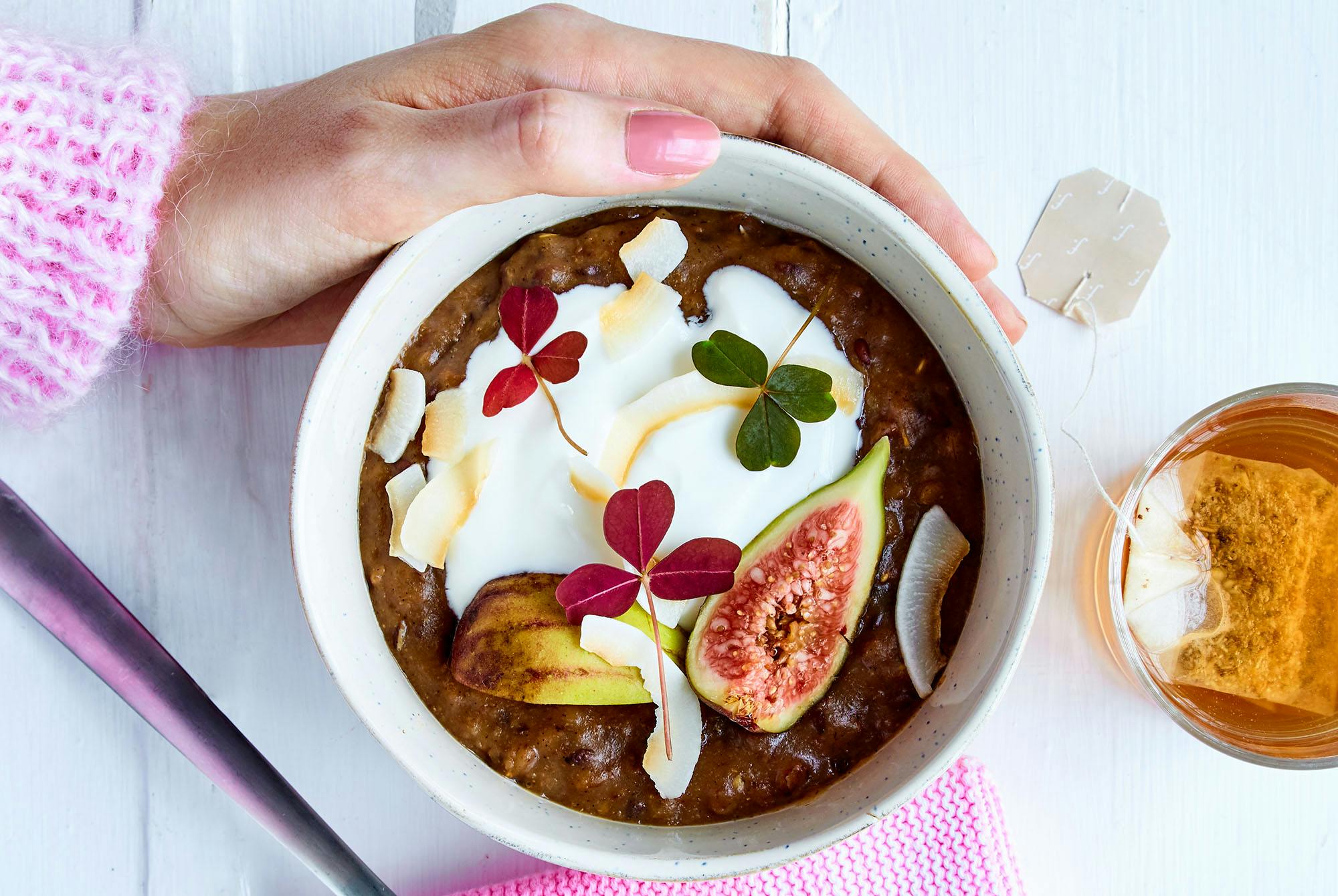 En portion øllebrød med skyr