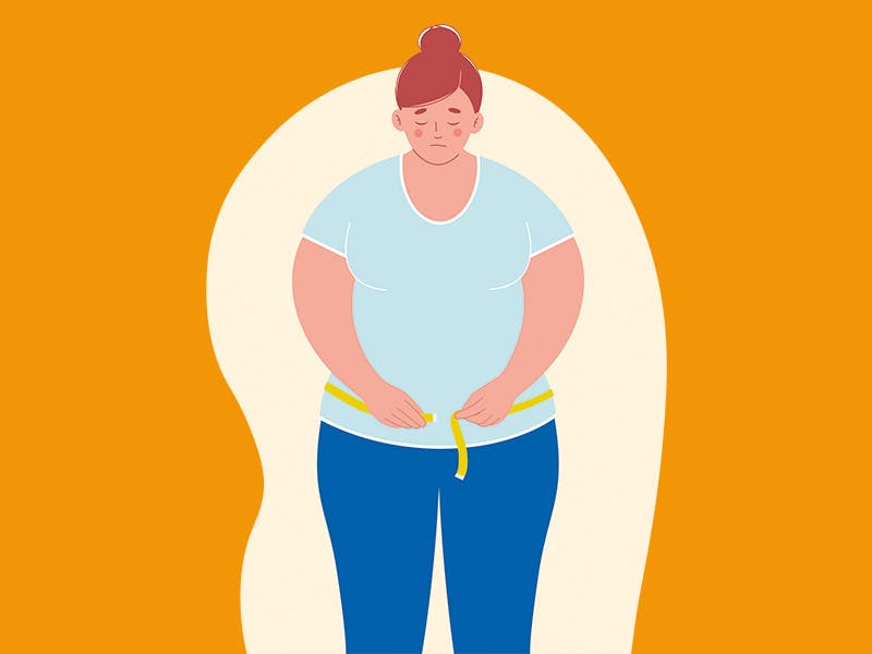 Tegning af overvægtig kvinde