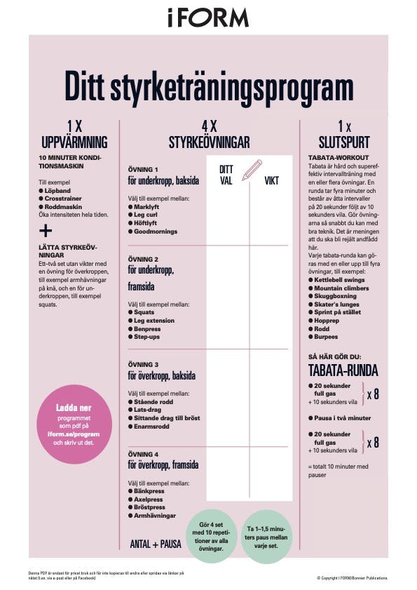 Träna smart med ett eget styrkeprogram iform.se