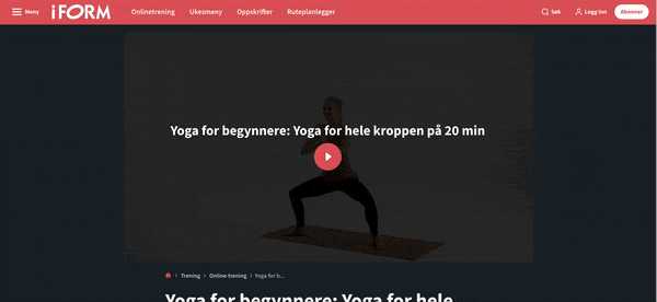 Skjermopptak av yogaprogrammet til I FORM