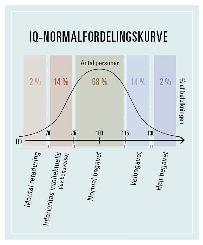 Normalfordelingskurve over intelligenskvotient