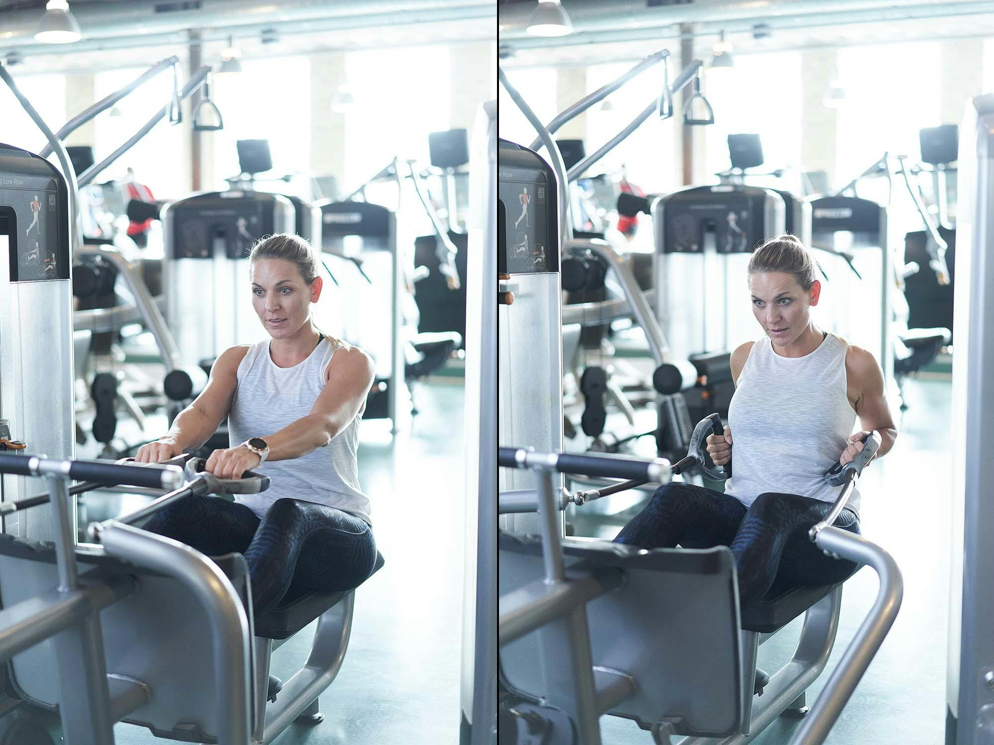 Nainen alataljalaitteessa