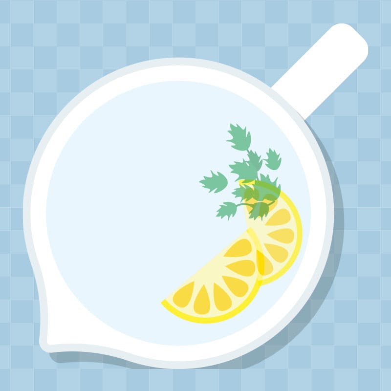 Grafik, en kande vand med citronskiver