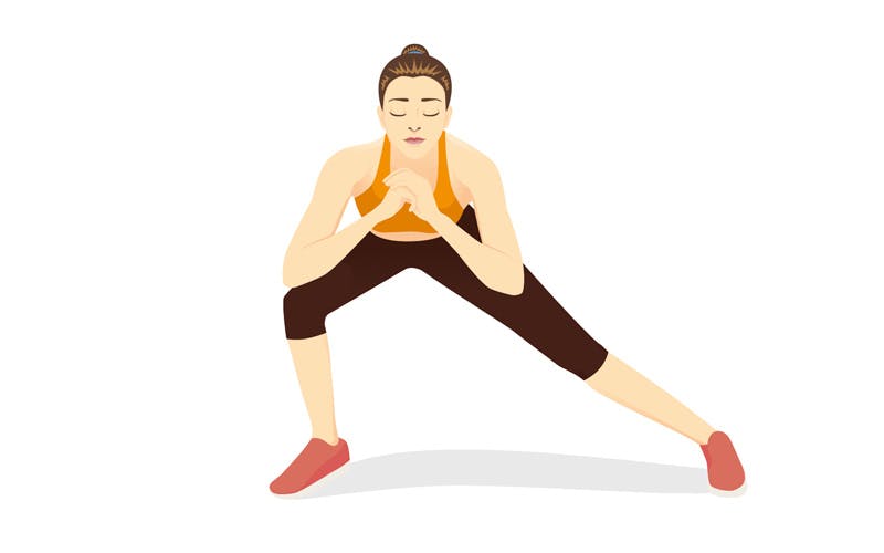 kuvituskuva naisesta, joka tekee sivuaskelkyykkyä