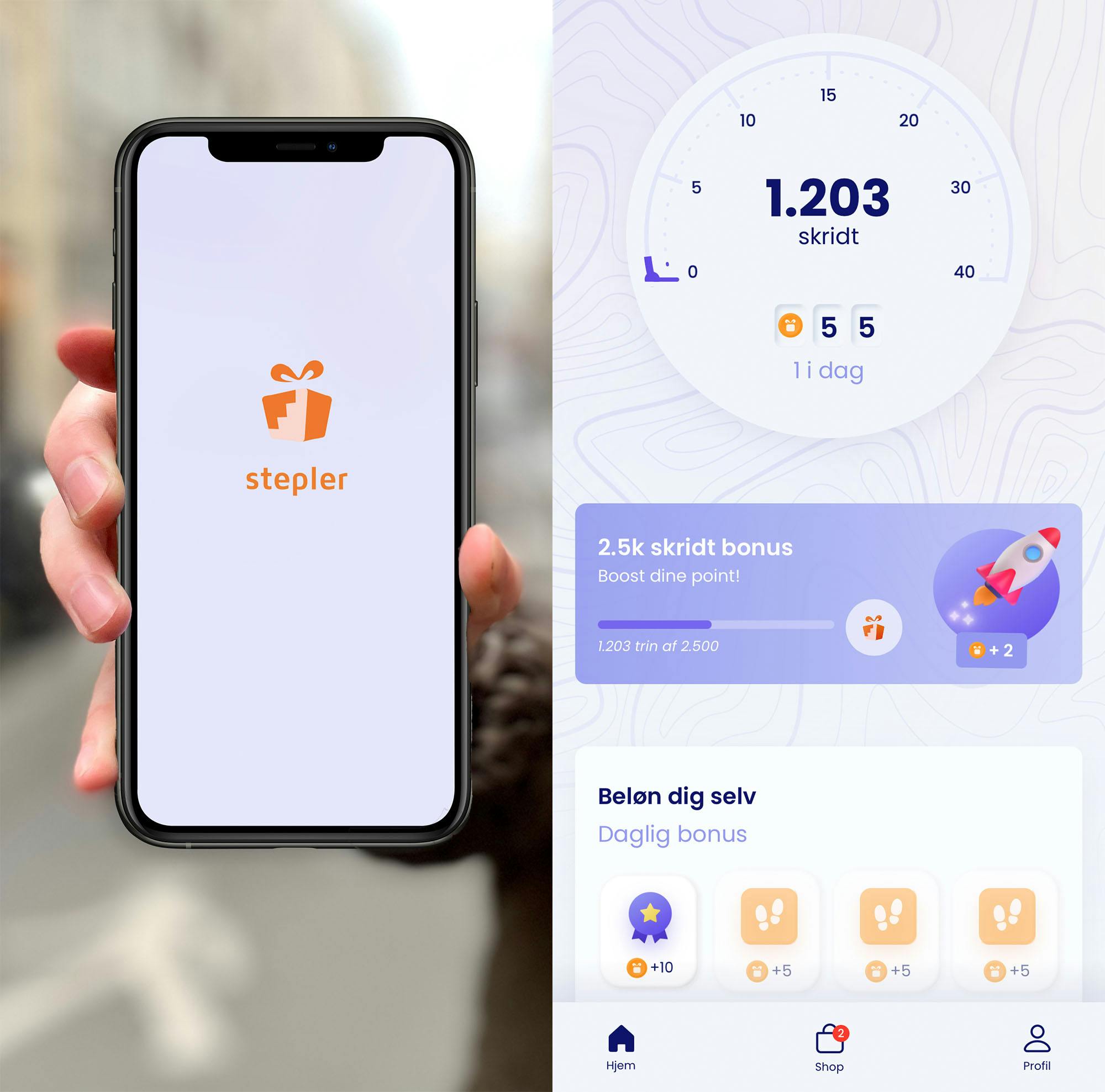 Screenshot af Stepler appen